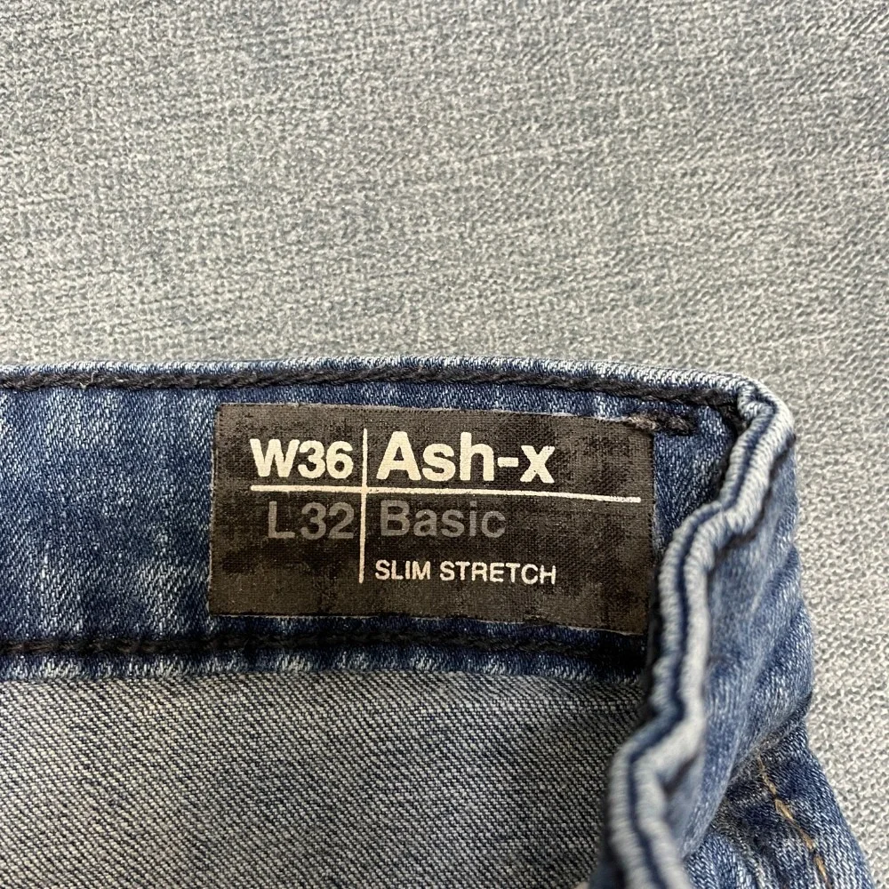 Vintage Buffalo Ash X Jeans Mens 36x32 Blue Denim Stretch Distressed Slim Fit